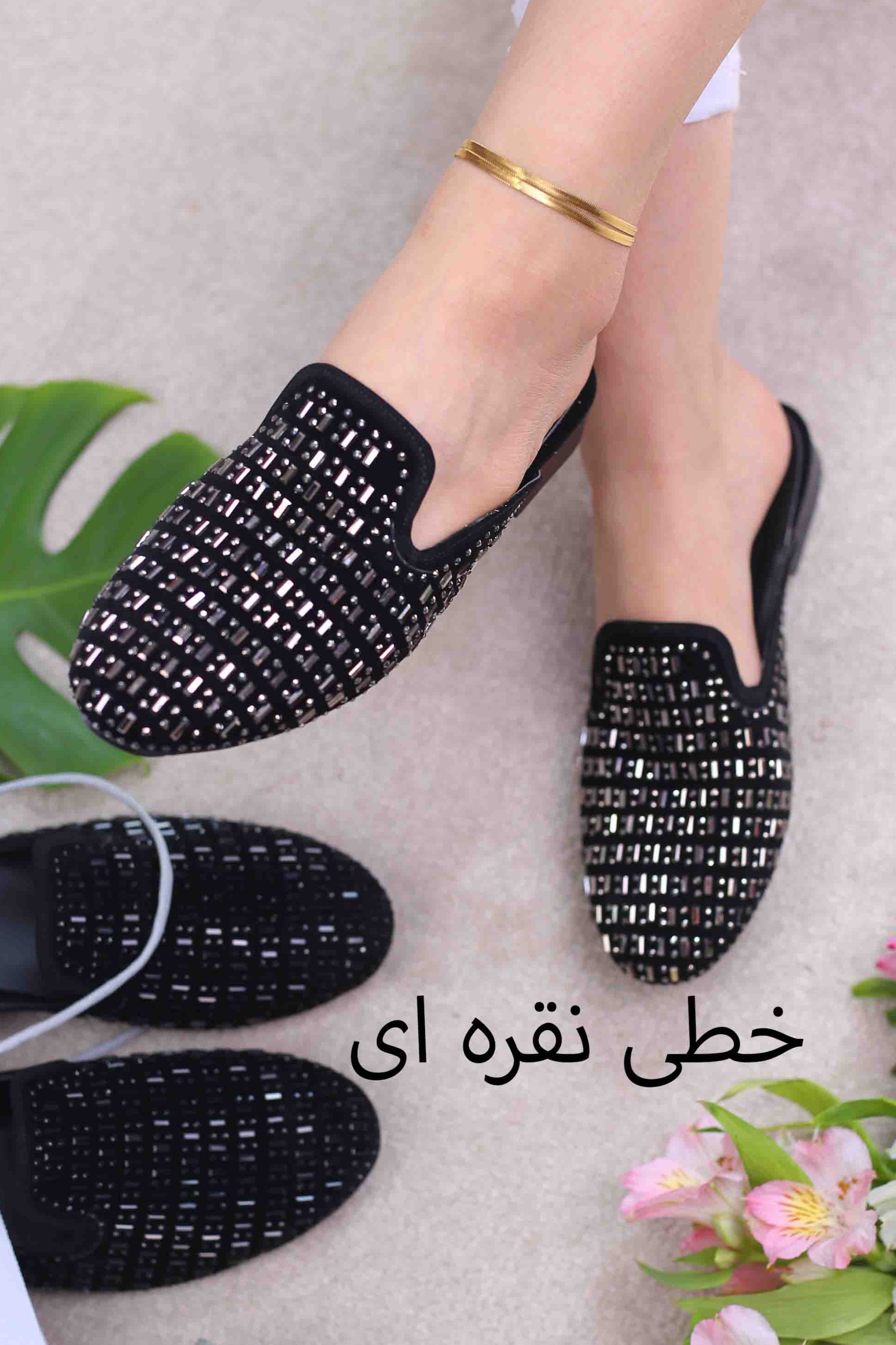 کفش-صندل-زنانه-جلو-بسته-گوچی-نگینی