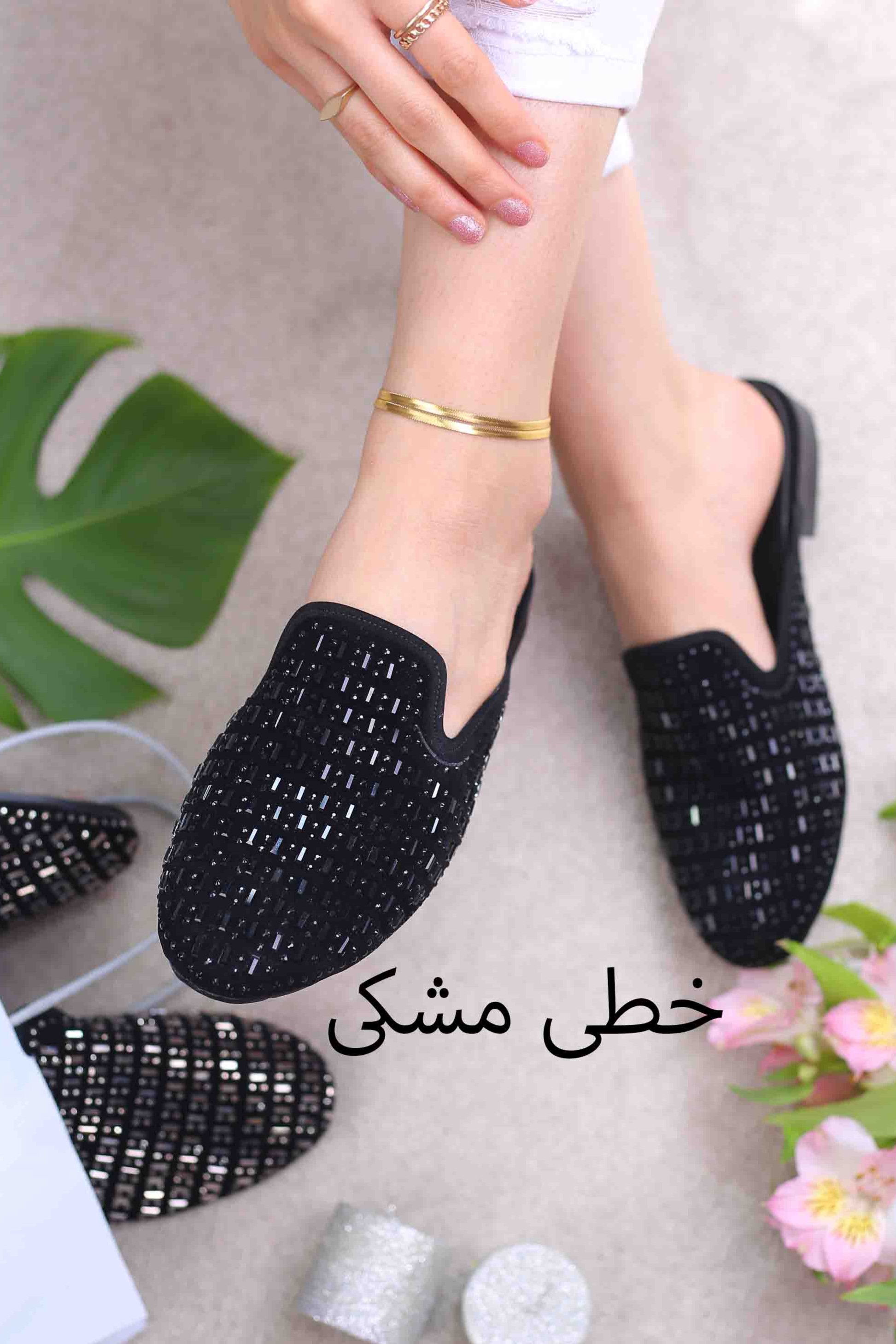 کفش-صندل-زنانه-جلو-بسته-گوچی-نگینی